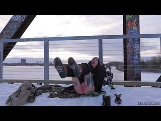 Giving my pussy frost bite with an icicle