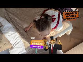 Hot sex with beautiful babe Student with perfect body in sexy lingerie, Sloppy deepthroat blowjob and fucking perfect body